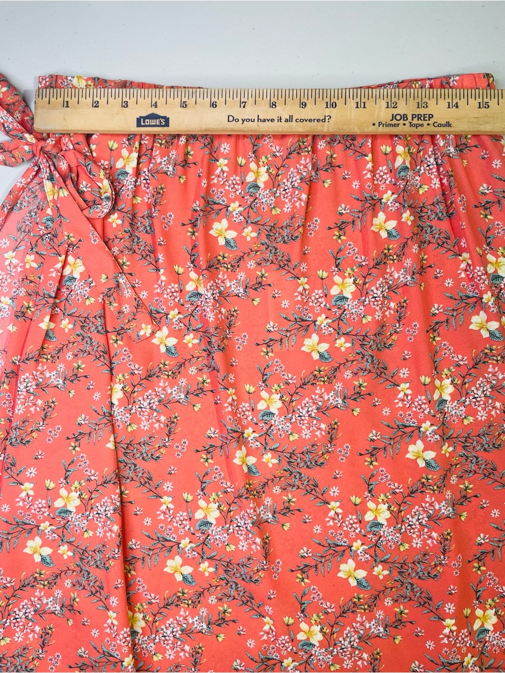 NWT Max Studio Large Coral Floral Wrap Skirt with Ruffle High-Low Hemline - Picture 3 of 7